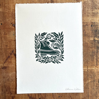 Hand Block Printed Bean Boot Print, No. 665