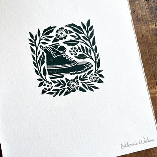Hand Block Printed Bean Boot Print, No. 665