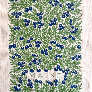 Maine Wild Blueberries Tea Towel