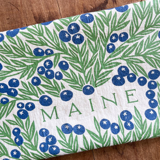 Maine Wild Blueberries Tea Towel