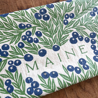 Maine Wild Blueberries Tea Towel