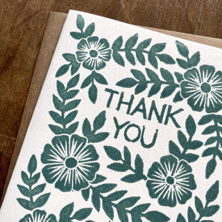 "Thank You" Block Printed Greeting Cards, GR09
