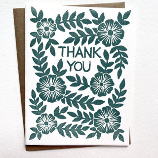 "Thank You" Block Printed Greeting Cards, GR09