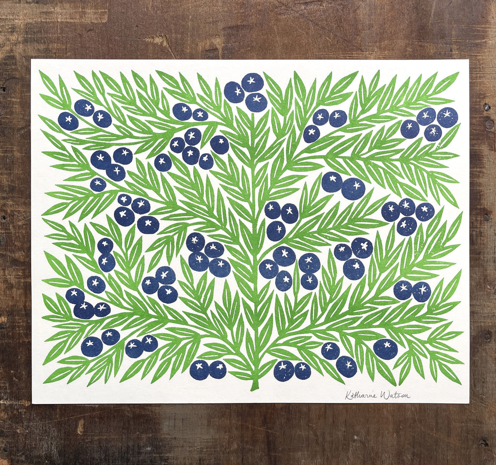 Garden Series: Blueberries Risograph Print, GRP-12 | Katharine Watson Shop