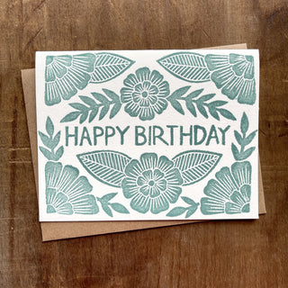"Happy Birthday" Block Printed Greeting Card, GR18