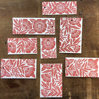 Set of Eight Letterpress Gift Tags, Red