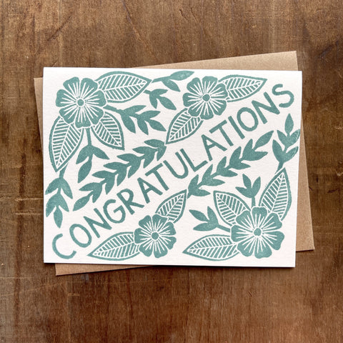 "Congratulations" Block Printed Greeting Card, GR19