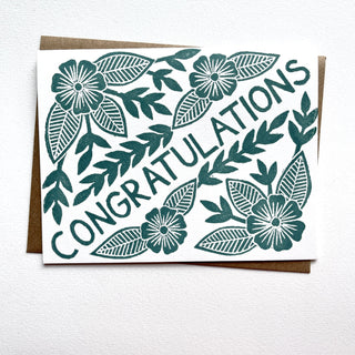 "Congratulations" Block Printed Greeting Card, GR19