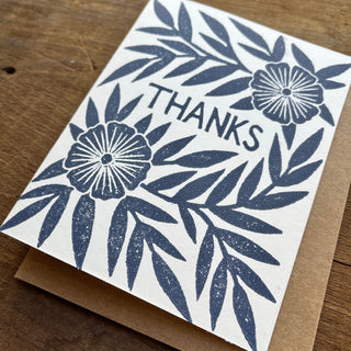"Thanks" Block Printed Greeting Cards, GR51