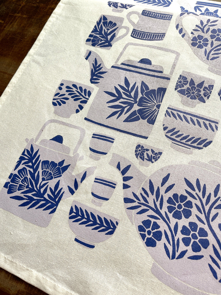 Block Print Floral Tea Towels by Katharine Watson
