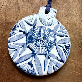 Block Printed Ceramic Ornament - No. 1801
