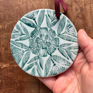 Block Printed Ceramic Ornament - No. 2028
