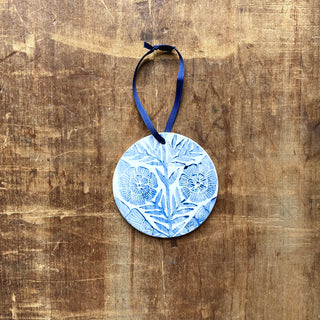 Block Printed Ceramic Ornament - No. 2037