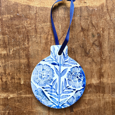 Block Printed Ceramic Ornament - No. 2039