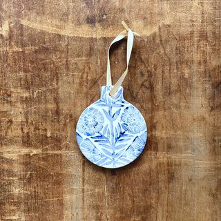 Block Printed Ceramic Ornament - No. 2042