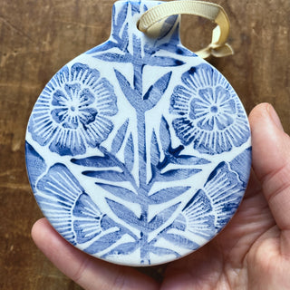 Block Printed Ceramic Ornament - No. 2042