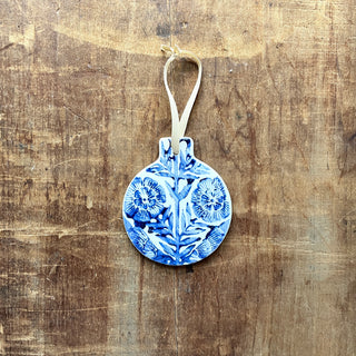 Block Printed Ceramic Ornament - No. 2047