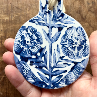 Block Printed Ceramic Ornament - No. 2047