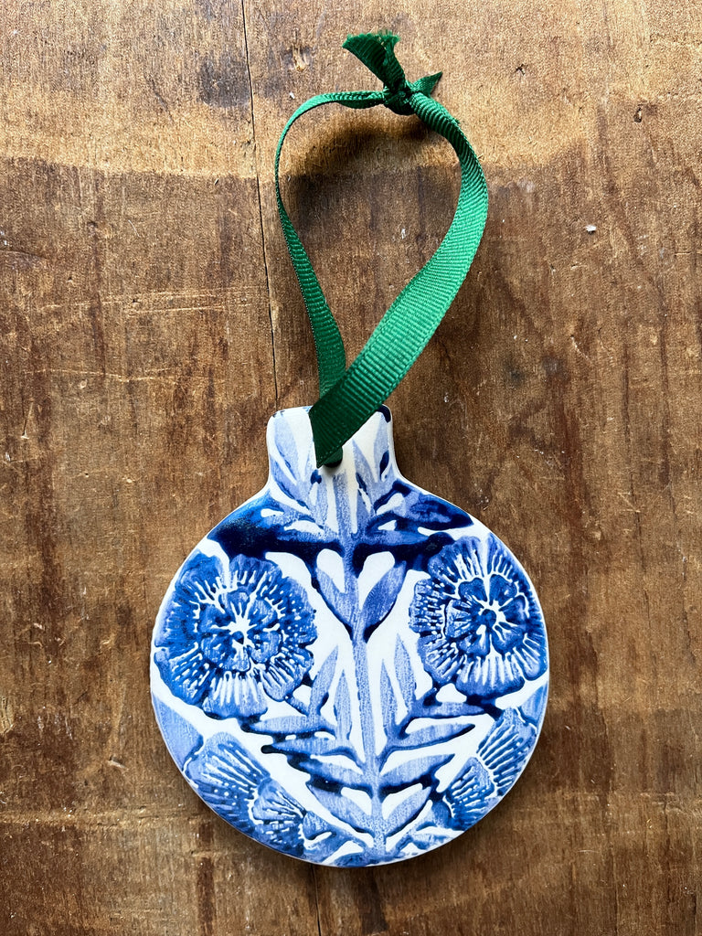 Block Printed Ceramic Ornament - No. 2049