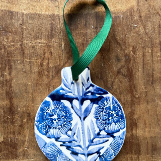 Block Printed Ceramic Ornament - No. 2049