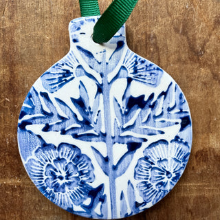 Block Printed Ceramic Ornament - No. 2050