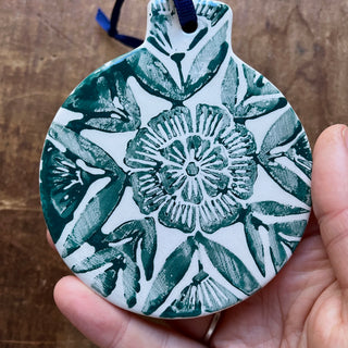 Block Printed Ceramic Ornament - No. 2060