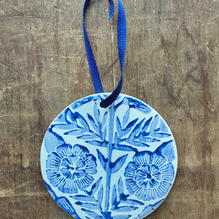 Block Printed Ceramic Ornament - No. 2065
