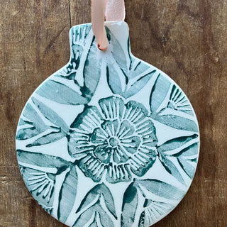 Block Printed Ceramic Ornament - No. 2068