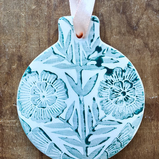 Block Printed Ceramic Ornament - No. 2070