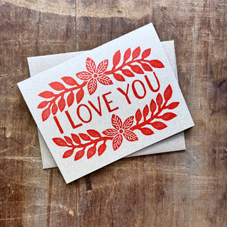 "I Love You" Block Printed Greeting Cards, GR56