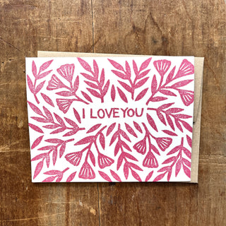 "I Love You" Block Printed Greeting Cards, GR55