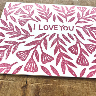 "I Love You" Block Printed Greeting Cards, GR55