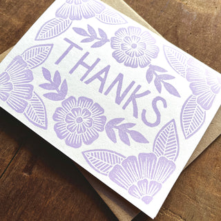 "Thanks" Block Printed Greeting Cards, GR52
