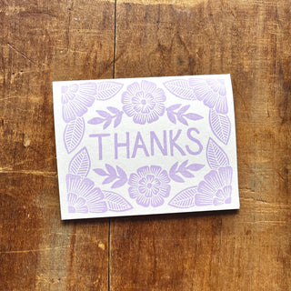 "Thanks" Block Printed Greeting Cards, GR52
