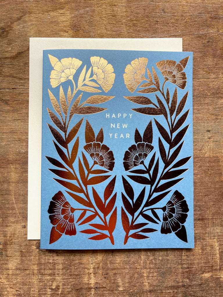 "Happy New Year" Foil Stamped Card, XM48