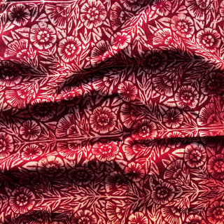 Hand Block Printed Cotton Scarf with Natural Dye, Red