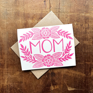 "Mom" Block Printed Greeting Cards, GR58
