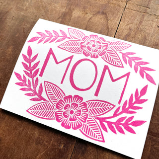 "Mom" Block Printed Greeting Cards, GR58