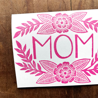 "Mom" Block Printed Greeting Cards, GR58