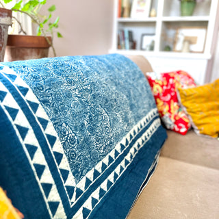 Hand Block Printed Quilt with Natural Dye, Indigo