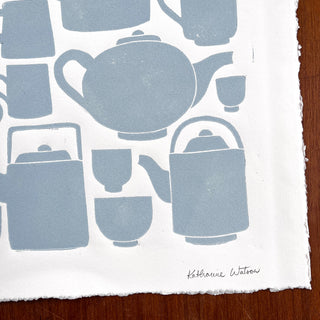 Hand Block Printed Tea Set Art Print - No. 2597