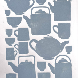 Hand Block Printed Tea Set Art Print - No. 2597