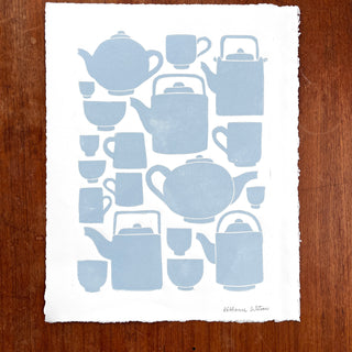 Hand Block Printed Tea Set Art Print - No. 2597