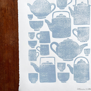 Hand Block Printed Tea Set Art Print - No. 2603