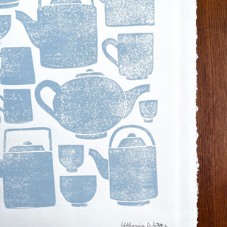 Hand Block Printed Tea Set Art Print - No. 2603