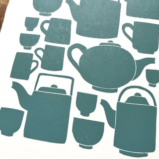 Hand Block Printed Tea Set Art Print - No. 2777