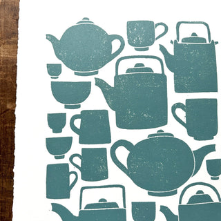 Hand Block Printed Tea Set Art Print - No. 2780