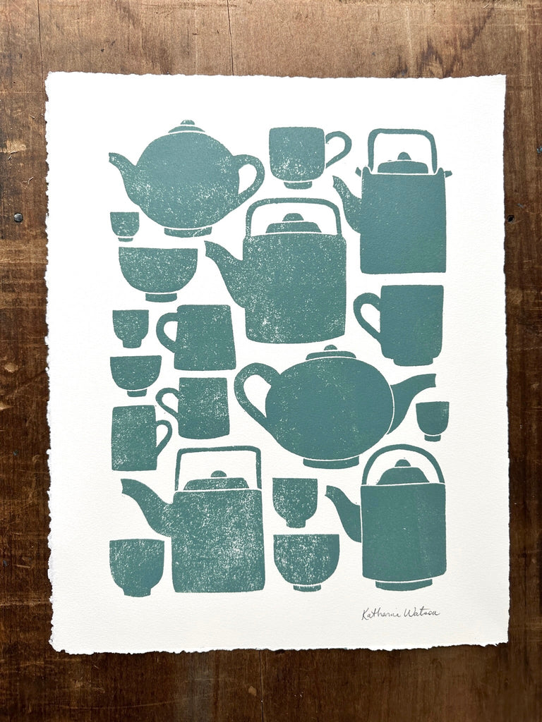 Hand Block Printed Tea Set Art Print - No. 2800