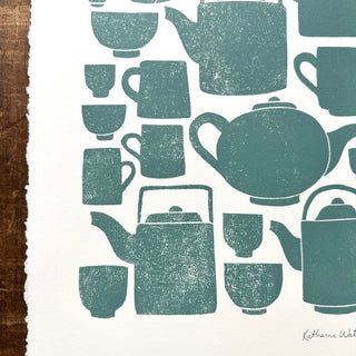 Hand Block Printed Tea Set Art Print - No. 2800