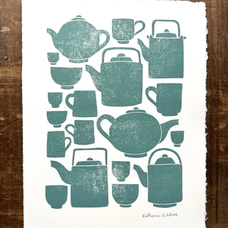 Hand Block Printed Tea Set Art Print - No. 2801